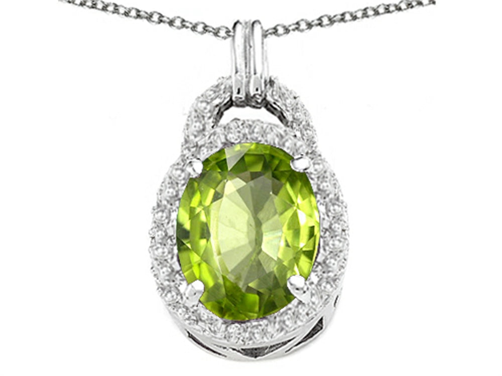 Tommaso Design™ Oval 10x8mm Genuine Peridot Pendant Necklace
