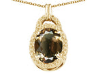 Tommaso Design™ Oval 10x8mm Genuine Smoky Quartz Pendant Necklace