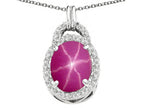 Tommaso Design™ Oval 10x8mm Created Star Ruby Pendant Necklace