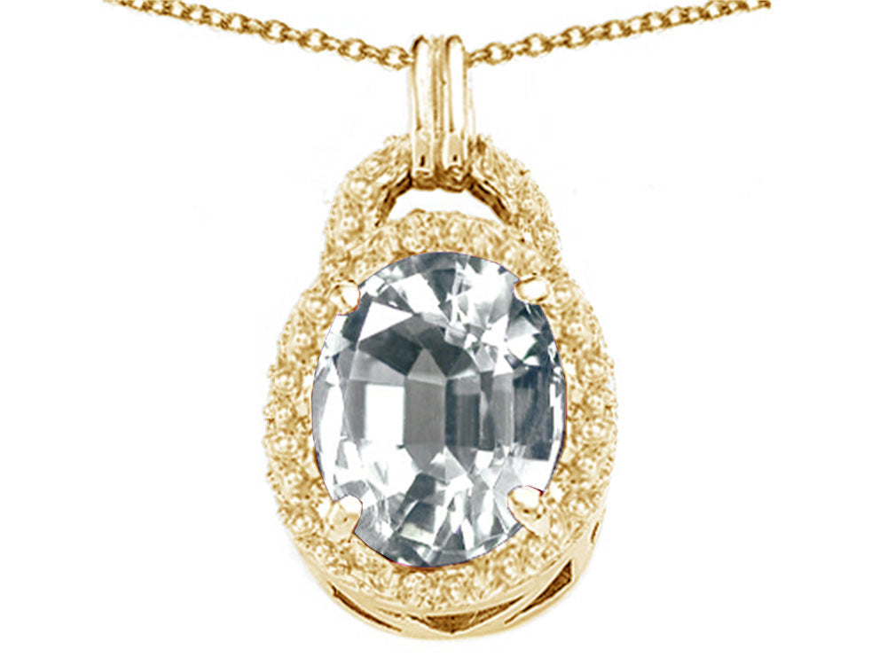 Tommaso Design™ Oval 10x8mm Genuine White Topaz Pendant Necklace