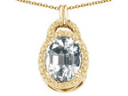 Tommaso Design™ Oval 10x8mm Genuine White Topaz Pendant Necklace