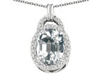 Tommaso Design™ Oval 10x8mm Genuine White Topaz Pendant Necklace
