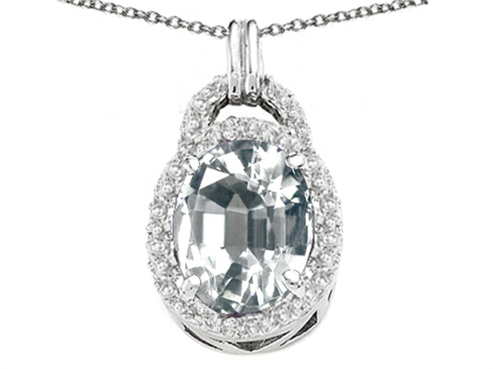 Tommaso Design™ Oval 10x8mm Genuine White Topaz Pendant Necklace