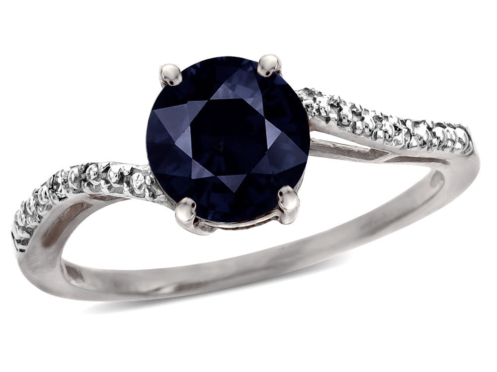 Tommaso Design Round 7mm Genuine Black Sapphire s Bypass Ring