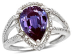 Star K Pear Shape Simulated Alexandrite Halo Split Shank Big Stone Ring