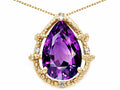 Tommaso Design™ Pear Shape 11x8mm Genuine Amethyst Pendant Necklace
