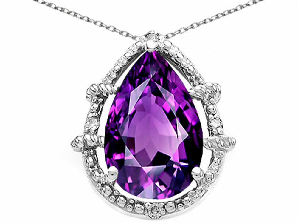 Tommaso Design™ Pear Shape 11x8mm Genuine Amethyst Pendant Necklace