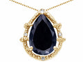 Tommaso Design™ Pear Shape 11x8mm Genuine Black Sapphire Pendant Necklace