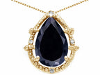 Tommaso Design™ Pear Shape 11x8mm Genuine Black Sapphire Pendant Necklace