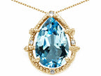 Tommaso Design™ Pear Shape 11x8mm Genuine Blue Topaz Pendant Necklace