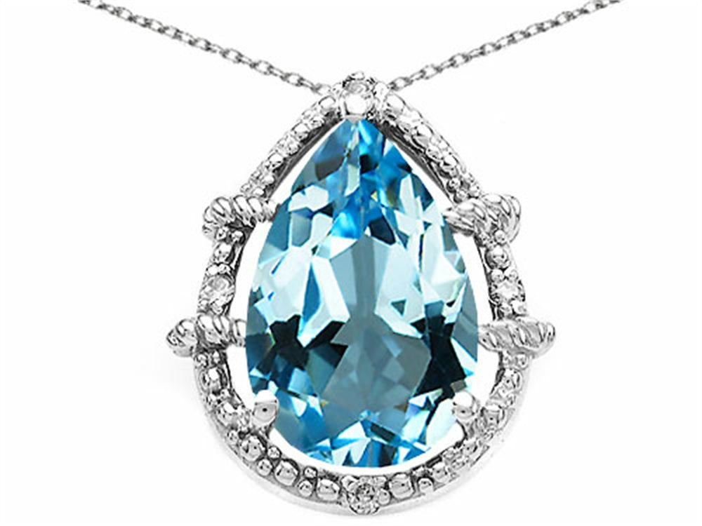 Tommaso Design™ Pear Shape 11x8mm Genuine Blue Topaz Pendant Necklace