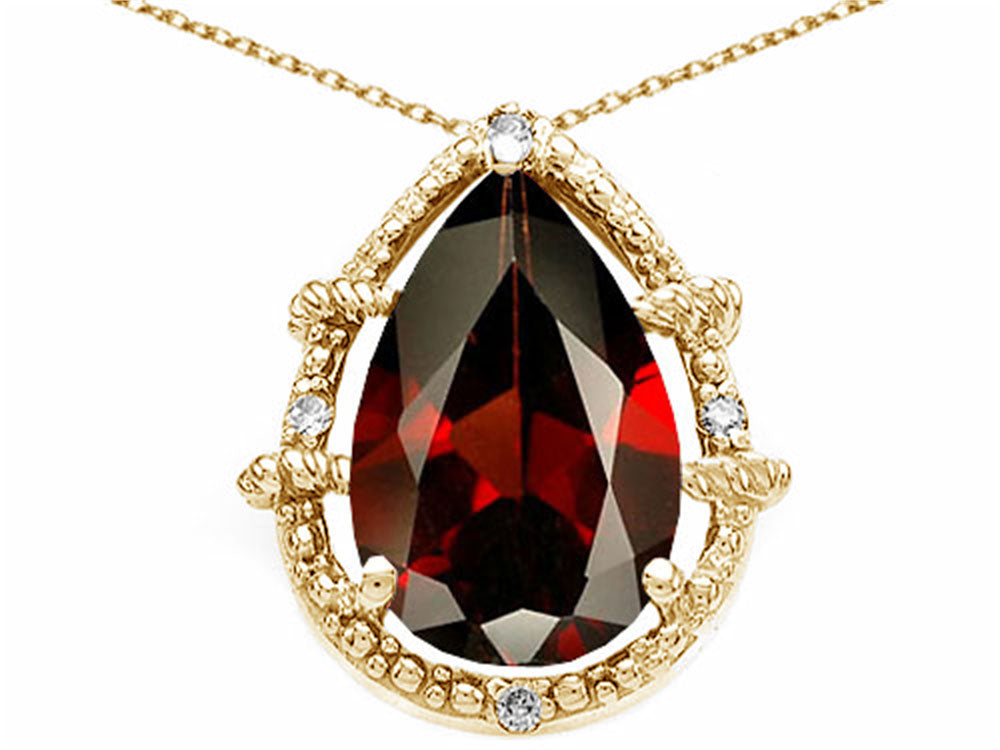 Tommaso Design™ Pear Shape 11x8mm Genuine Garnet Pendant Necklace