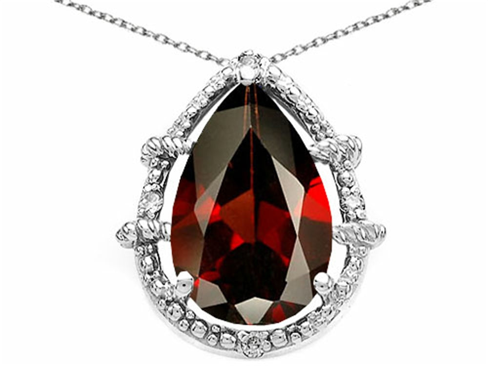 Tommaso Design™ Pear Shape 11x8mm Genuine Garnet Pendant Necklace