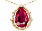 Tommaso Design™ Pear Shape 11x8mm Created Ruby Pendant Necklace