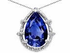 Tommaso Design™ Pear Shape 11x8mm Created Blue Sapphire Pendant Necklace