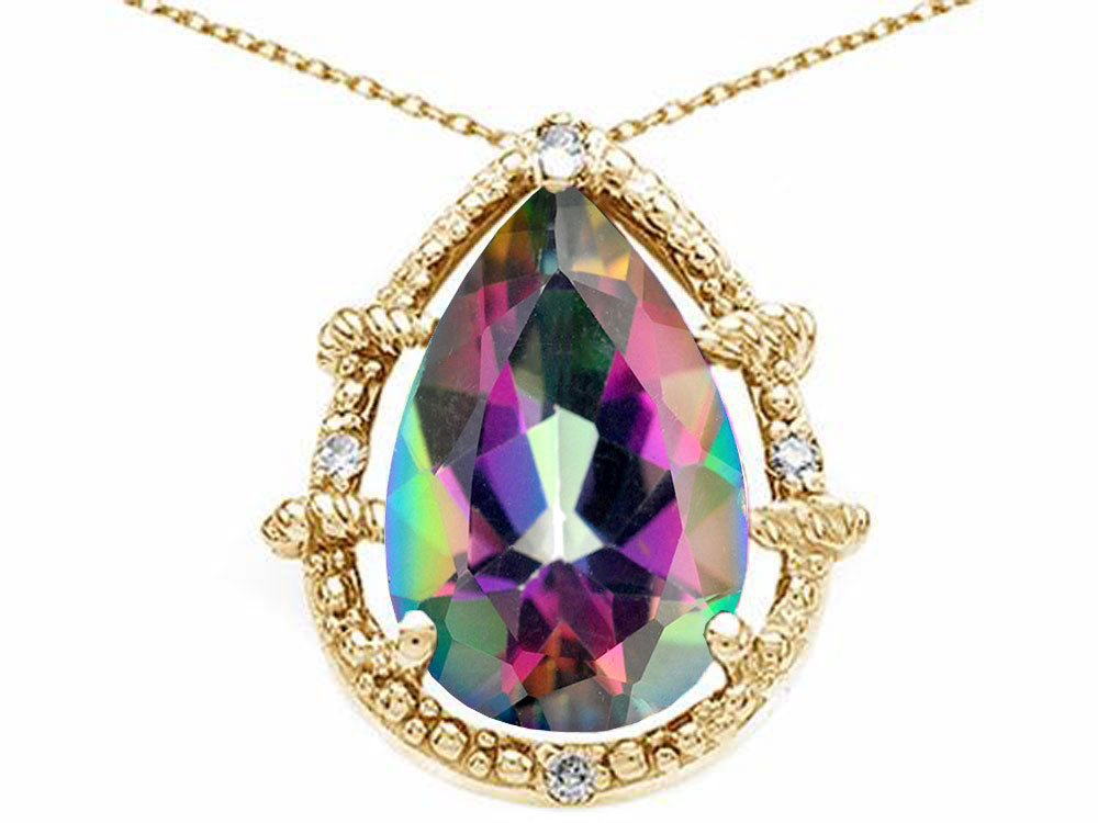 Tommaso Design™ Pear Shape 11x8mm Mystic Rainbow Topaz Pendant Necklace