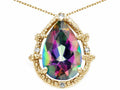 Tommaso Design™ Pear Shape 11x8mm Mystic Rainbow Topaz Pendant Necklace