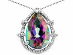 Tommaso Design™ Pear Shape 11x8mm Mystic Rainbow Topaz Pendant Necklace