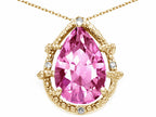 Tommaso Design™ Pear Shape 11x8mm Simulated Pink Tourmaline Pendant Necklace
