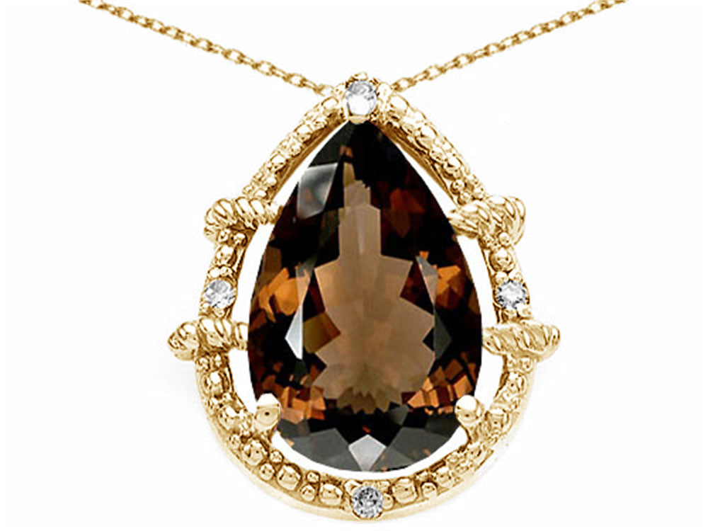 Tommaso Design™ Pear Shape 11x8mm Genuine Smoky Quartz Pendant Necklace