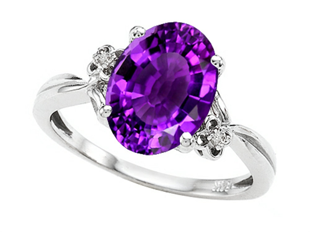 Tommaso Design Oval 10x8mm Genuine Amethyst Ring