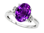 Tommaso Design Oval 10x8mm Genuine Amethyst Ring