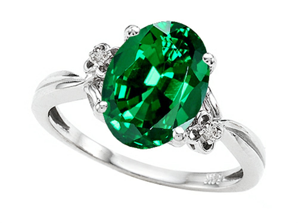Tommaso Design Oval 10x8mm Simulated Emerald Ring