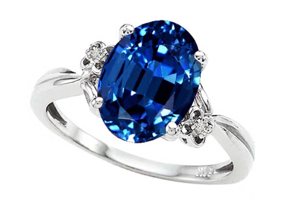 Tommaso Design Oval 10x8mm Created Blue Sapphire Ring