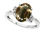 Tommaso Design Oval 10x8mm Genuine Smoky Quartz Ring