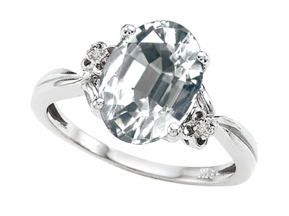 Tommaso Design Oval 10x8mm Genuine White Topaz Ring
