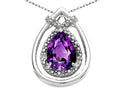 Tommaso Design™ Pear Shape 8x6mm Genuine Amethyst Pendant Necklace