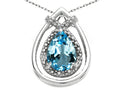 Tommaso Design™ Pear Shape 8x6mm Genuine Blue Topaz Pendant Necklace