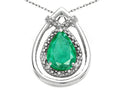 Tommaso Design™ Pear Shape 8x6mm Genuine Emerald Pendant Necklace