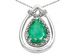 Tommaso Design™ Pear Shape 8x6mm Genuine Emerald Pendant Necklace