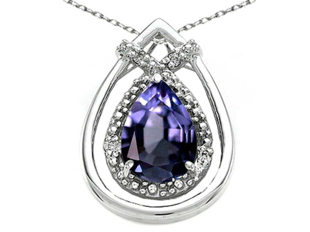 Tommaso Design™ Pear Shape 8x6mm Genuine Iolite Pendant Necklace