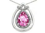 Tommaso Design™ Pear Shape 8x6mm Created Pink Sapphire Pendant Necklace