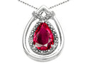 Tommaso Design™ Pear Shape 8x6mm Created Ruby Pendant Necklace