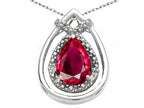 Tommaso Design™ Pear Shape 8x6mm Created Ruby Pendant Necklace