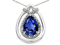 Tommaso Design™ Pear Shape 8x6mm Created Blue Sapphire Pendant Necklace