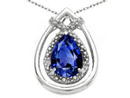 Tommaso Design™ Pear Shape 8x6mm Created Blue Sapphire Pendant Necklace