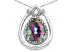 Tommaso Design™ Pear Shape 8x6mm Mystic Rainbow Topaz Pendant Necklace