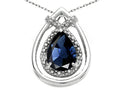 Tommaso Design™ Pear Shape 8x6mm Genuine Sapphire Pendant Necklace
