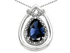 Tommaso Design™ Pear Shape 8x6mm Genuine Sapphire Pendant Necklace