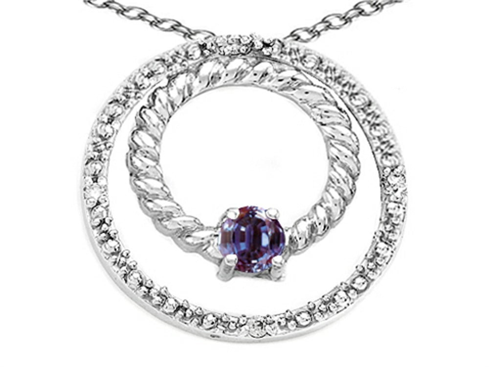 Tommaso Design™ Round 3mm Simulated Alexandrite Circle Pendant Necklace
