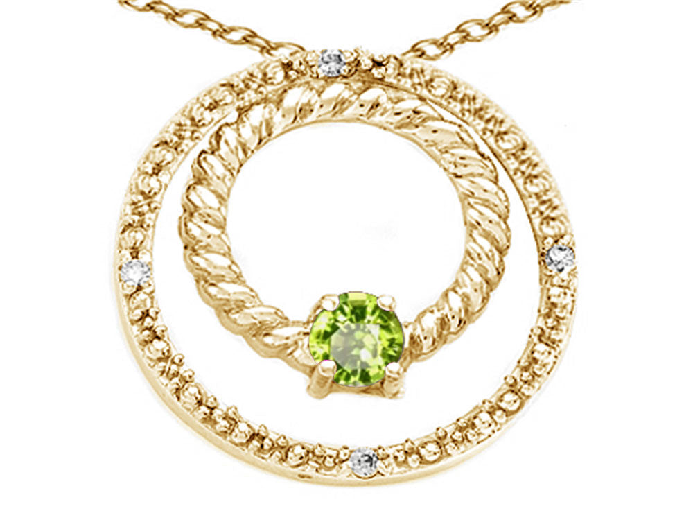 Tommaso Design™ Round 3mm Genuine Peridot Circle Pendant Necklace