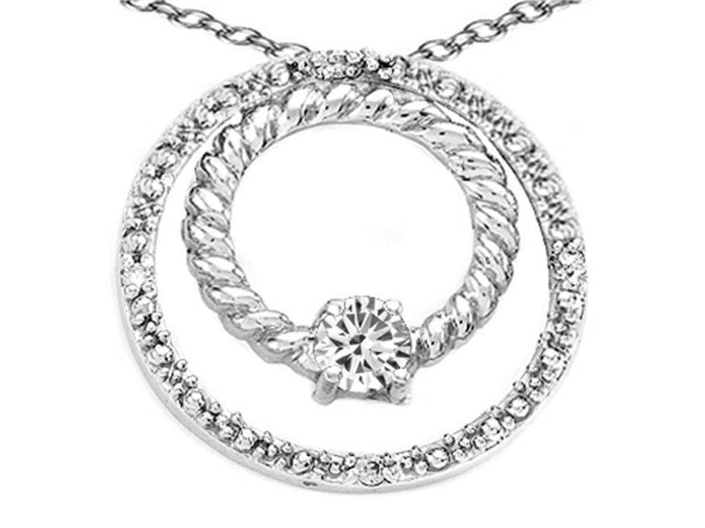 Tommaso Design™ Round 3mm Genuine White Topaz Circle Pendant Necklace
