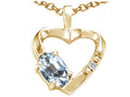 Tommaso Design™ Oval 6x4 mm Genuine Aquamarine Heart Pendant Necklace