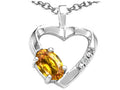 Tommaso Design™ Oval 6x4 mm Genuine Citrine Heart Pendant Necklace