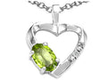 Tommaso Design™ Oval 6x4 mm Genuine Peridot Heart Pendant Necklace