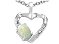 Tommaso Design™ Oval 6x4 mm Genuine Opal Heart Pendant Necklace